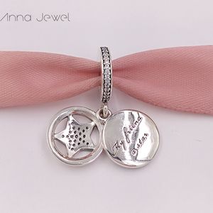 Charms do tworzenia biżuterii Kit Przyjaźń Star Pandora 925 Silver Zroszony Siostra Bransoletki 2 Kobiety Mężczyźni Bransoletka Łańcuch Koralik Naszyjnik Urodziny Prezent 792148EN23