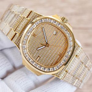 Patekphilippe полностью PP Diamond Mens Mens Full PATCS Watch Watch Automatic Watch Механические деловые наручные часы нержавеющая сталь