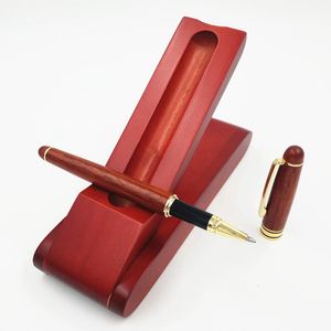 Personalize o logotipo Luxo Rosewood Pena de madeira Penas de madeira caneta Neutra Pena de esferográfica com caixa de suporte de madeira