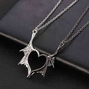 Designer Necklace Luxury Jewelry Wing for Women Men Matching Demon Dragon Love Heart Pendant Couple Family Friendship