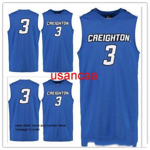 Custom xxs-6xlcustom Made #3 Creighton BlueJays College Man Women Youth Basketball Jerseys qualquer Nome Número