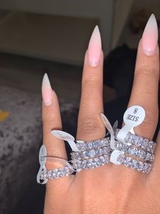 Moda Eternity Promise Ring 925 Ayar Gümüş AAAAA CZ Çift Kadın Erkek Parti Takı Için Çift Nişan Düğün Band Yüzükler