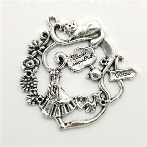 Lot 30pcs Alice in Wonderland Tibetan Silver Charms Pendants for jewelry making Earring Necklace Bracelet Key chain accessories 41*40mm