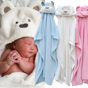 Baby badrock gulligt djur tecknad film filt barn hooded toddler badhandduk födda barn 210728