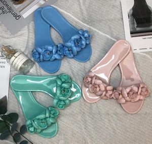 2021 Nova Moda Classic Camellia Flat Bottom Gel Shoes, C Estilo Senhoras Chinelos, Sandálias de Plástico de Moda de Verão, Sapatos de Praia.