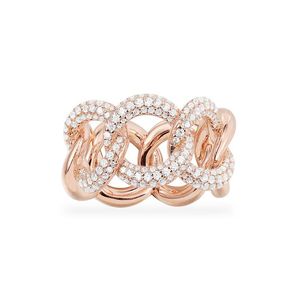 Cluster Rings SOELLE Rose Gold Color 925 Sterling Silver Large Pink And White Chain Link Ring Pave Zirconia Women Fashion Jewel