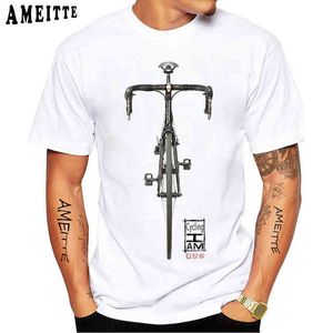 Ciclista de engrenagem fixa Ciclista T-shirt New verão homens manga curta vintage estrada bicicleta esporte amante branco menino casual tees vintage tops g1217