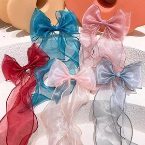 Hair Accessories Lace Ribbon Hairpins Bow Ornament Girls Clips Kids Pure Color Korean Style Cloth