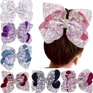 Hårbågar Alligatorklipp för babyflickor Kvinna Sequins Gaze Hairpins Crystal Barrettes Bowknot Kids Princess Headwear Accessoarer HC133