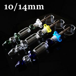 Vid havsglas Bong Nector Collector Kit 10mm 14mm Titanium Tips Hookahs Nail Keck Clip NC Wax Oil DAB Riggar Straw Portable Water Bongs Rökpipor