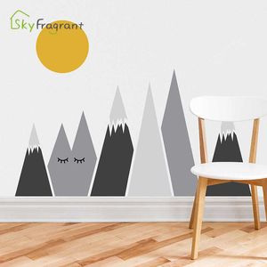 Cartoon Mountains Sticker Kids Bed Living Room Wall Home House Decoration Stickers