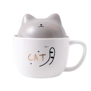 Creative stereo cat ceramic Mugs cute cartoon mug with spoon water cup student lovers cups home. Unique style RRD13595