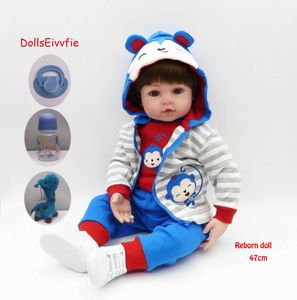 47cm Baby Toy Dolls Soft Silicone Vinyl Bebe Reborne Menino Dolls Toys House Play Child Holiday Gift LoL Q0910