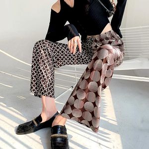 Kadın Pantolon Capris Kore Moda Harajuku Yüksek Sokak Stil Kadın Yaz Geometrik Desen Patchwork Düz Bacak Giyim SL456