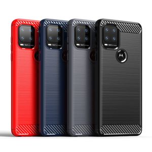 Włókna węglowa szczotkowana tekstura Ochronna Soft TPU Szczelne przypadki dla Moto G7 G8 Power Lite G9 Play G Stylus 2021 Jeden 5G ACE Fusion Fast E7 Edge + Edge S Pro 20 G30 G50 G40