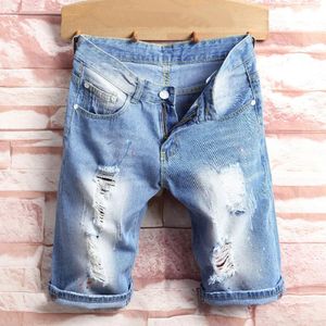 Shorts Shorts jeans estate tasche casual pantaloni solidi uomini corti sciolti buco da uomo che correvano bermude