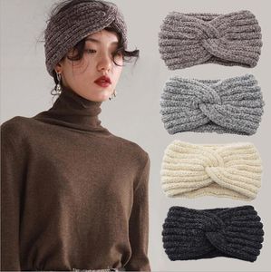 Knitted wool cross hairband sports Bandanas ear protection headgear handmade tousle accessories warm corduroy headband