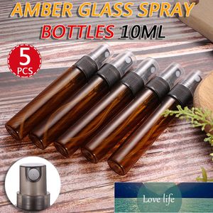 5pcs 10ml Essential Oil Atomiser Perfume Refillable Bottles Amber Glass Spray Fine Mist Empty Cosmetics Nebulizer