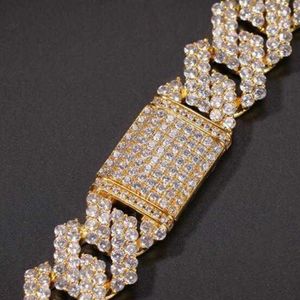 17mm Cubic Zircon Cuban Chain Necklace, Gold-plated Silver, Luxury Micro Copper, Cuban Chain Cz Q0809