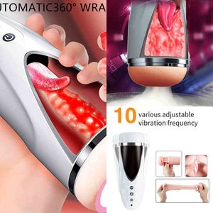 Nxy Automatic Aircraft Cup Adult Rotating Pornographic Masturbation Straw Lifelike Tip of Tongue Penis Sex Machine Toy 0114