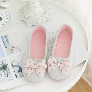 Spring Lovely Bowtie Winter Women Slippers Indoor Bedroom House Soft Bottom Cotton Warm Shoes Adult Guests Flats outdoor gilrs Y0731
