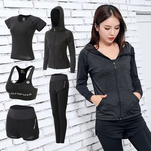 Woman Yoga Fitness Tracksuits Fashion Trend Crop Tank Tops Shorts Pant Gym Sports Outfits Suits Female Running Sportswear 5 Piece Sets