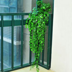 Flores decorativas grinaldas 12 pçs 2m folhas de uva artificial parede pendurado plantas verdes decoração para casa hera simulação rattan abacaxi