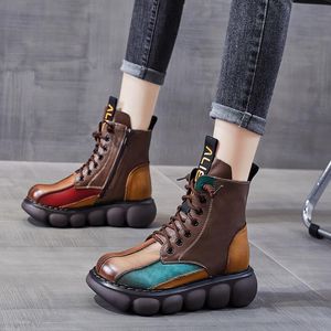 Outono e inverno moda nova 4,5 cm grossa sola martin botas retro estilo de design de cor de cor de couro cor macia