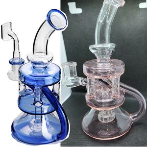 8,3 tum blå rosa lila hookaah dab rigstrar recyler fackla glas vatten bongs fab ägg rökning vattenrör 14,4 mm banger