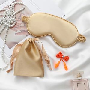 Travel Rest Eyes Patch Comfortable Sleep Eye Masks Fashion Imitated Silk Sleeping Blindfold with Storage Bags