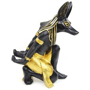 Egyptisk flaska bänkskiva vinhållare Anubis Bastet Art Statue Design Storage Rack