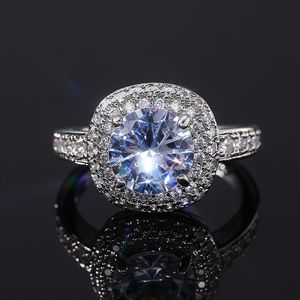 Kvinnor sparkly zircon ring engagemang bröllop gåva ringar för kärlek flickvän mode smycken tillbehör storlek 6-10