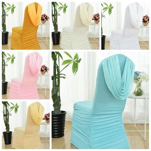 Chair Covers 13 Colours Wedding Spandex Cover Ruffle Top Lycra Universal El Banquet Party Decoration Pleat Design