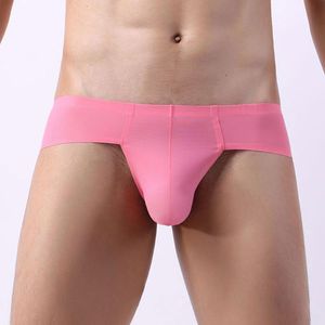 Underpants Ice Silk Seamless Men Briefs With Ball Pouch Underwear Sexy Low Waist Breathable U Convex Sheath Sissy Panties Exotic Lingerie