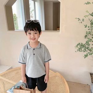 Korean style baby boys summer loose short sleeve T shirts cotton casual all-match Tops kids clothes 210615