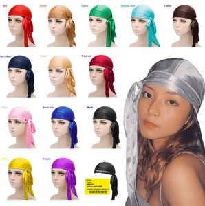 2021 Fashion Men's Satin Durags Bandana Turban Wigs Men Silky Durag Headwear Headband Pirate Hat Hair Accessories