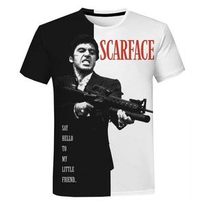 Film 3d Skriv ut T-tröja Män Kvinnor Sommar Mode Casual Cool Tee Tops Tony Montana Skriv ut Harajuku Streetwear T Shirt 210319