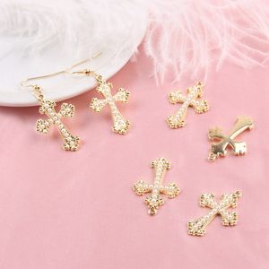 10st Chic Pearl Crosses Charms Pendants Gold Metal Cross Charms DIY Bracelet Örhänge Dangle för smycken Tillbehör