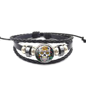 New Sugar Skull Glass Ginger Snap Button Chunks Wrap Bracciale braccialetti regolabili gioielli moda donna bracciali sarà e sabbia