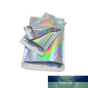 50st / mycket glittrande silver mylarfolie självhäftande väska disponibel återvinningsbar presentförpackning