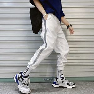 Hot Męskie spodnie dresowe Stripe Hip Hop Track Spodnie Uliczne Nosić Skinny Jogger Harem Spodnie Elastyczny Talia Mężczyzna Dorywczo Spodnie X0723