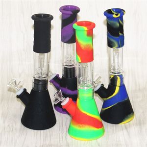 Silikon Bongs Hookahs Glass Bubblers Perc Ash Catchers Vaxbehållare Dabber Tools Silicon Hand Rör