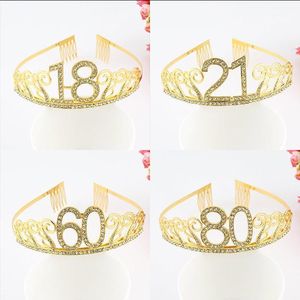 Haarspangen, Haarspangen, europäischer und amerikanischer Erster Geburtstag, Kuchenkrone, Zahlenhut, Brautparty, Bankett, Strass-Accessoires, Stirnband