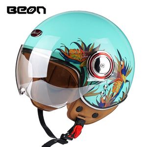 Kaski motocyklowe Beon 110B Capacete Half Helmet ABS Anti-Fog Anti-UV Security Scooter Moto Casque Casco Motocicleta