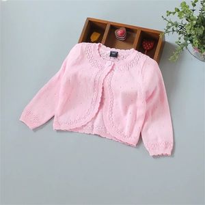 Meninas Cardigan crianças mangas compridas liso de malha bolero moda casaco curto 211204