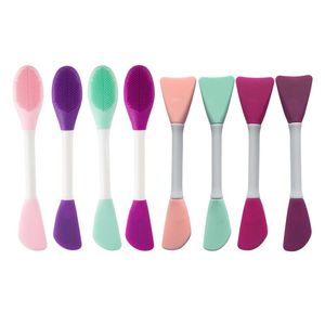 Makeup Brushes Silicone Mask Brush Double End Lotion Spatel Scoop Beauty Tool Spatulas för gel