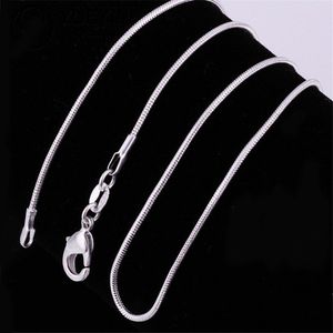 Wysoka Qutlity 925 Sterling Silver Plated Snake Naszyjnik Łańcuch Twist Liny Łańcuch Biżuteria Akcesoria z Homar Class Szerokość 1 mm 12 14 16 18 20 22 24 Cal Gotowe zapasy