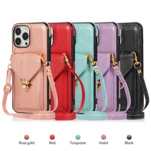 custodie per telefoni in pelle PU di lusso per iPhone 13 12 11 ProMax X XR XS MAX 8 7 6 Samsung S21 ULTRA Note20 borsa a portafoglio con chiusura a scatto Slot per schede multifunzione a prova di caduta