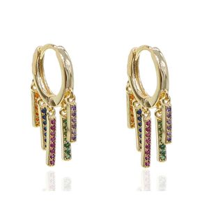 Hoop & Huggie Gold Filled Trendy Multi Piecing Delicate Fashion Women Earrings Colorful Cz Spike Bar Charms Mini Circle Earring