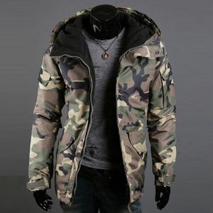 Designer Männer Winter Dicke Warme Mantel Pelz Windjacke Jacke Herbst Winter Warme Männer Camouflage Print Tasche Jacke Zipper Lange Sl